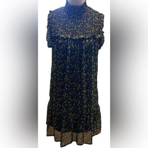 Black Floral Sleeveless Dress Size Medium